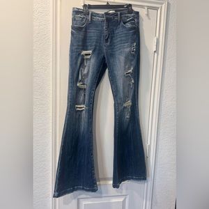 Tara Midrise Distressed Flare Slimming Jeans